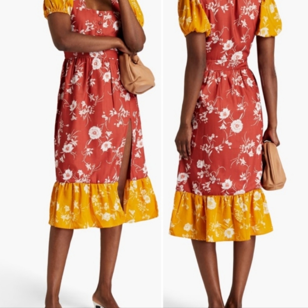 WALTER BAKER Cara floral-print crepe de chine midi dress
